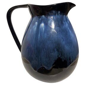 Canadian Ceramic Craft CCC Pitcher with Handle Black Blue Glaze 6" MCM Canada